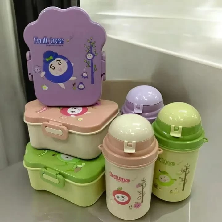 Kit Marmita Frutinha com 2 Travas + Garrafa com Tampa de Segurança